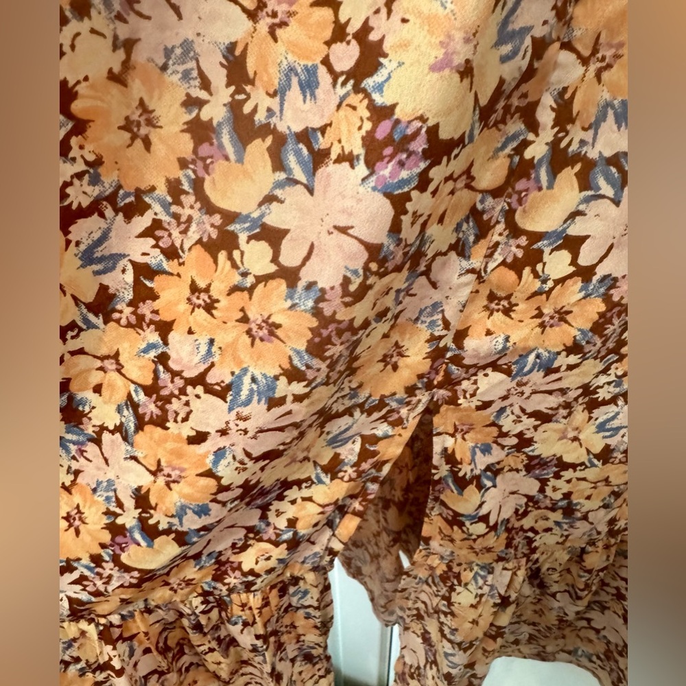 Free People Land of the Free Floral Bohemian Babydoll Midi Long Sleeve Dress Sm. - Picture 6 of 7